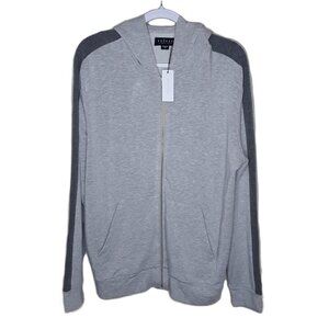 NWT Velvet by Graham & Spencer Chico Gray Jersey Knit Hoodie L Athleisure Sporty